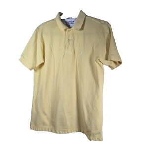 Nautica Mens Size Medium Polo Shirt Yellow Short Sleeve Classic Fit 100% Cotton
